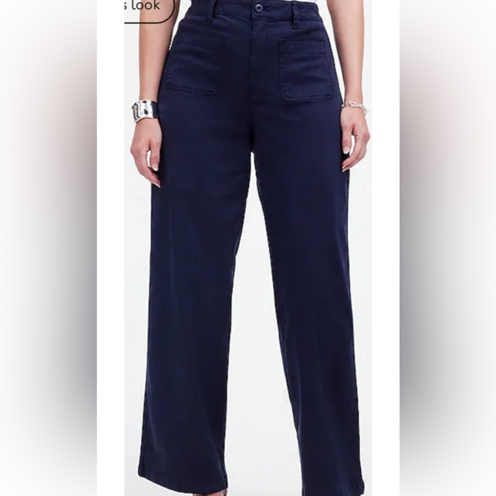 Madewell curvy Emmett wide leg pant patch pockets women's 25 navy cotton